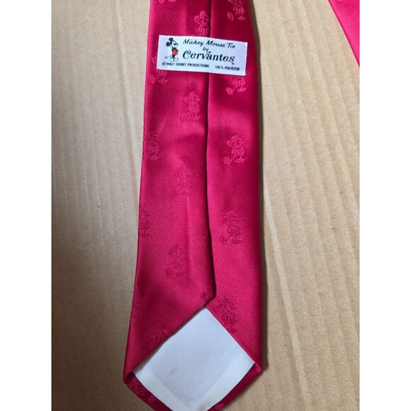 Mickey Mouse Cervantes Tie Disney Necktie Red Polyester Collectible - Picture 3 of 5